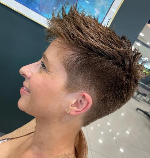 Shaved Pixie with Spiky Top