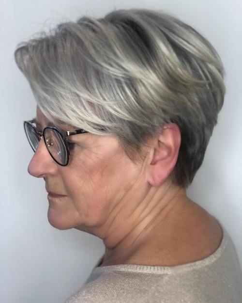 Silver Pixie with Lowlights to Look Younger