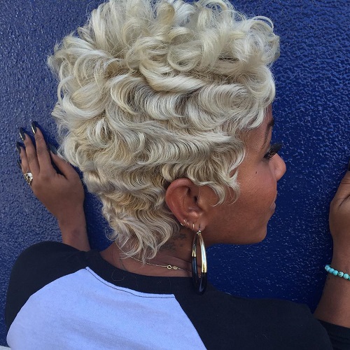 Blonde Curly Pixie for African American Women