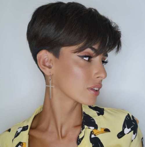 Close-Cropped Pixie With Shaved Sideburns