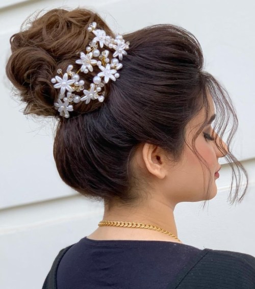 High Messy Bun for Special Occasion