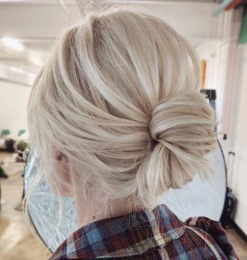 Low Knot Updo For Blonde Hair