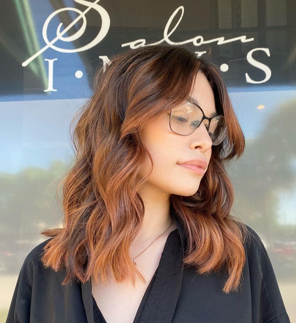 Red Brown Balayage Refreshed with Hair Gloss