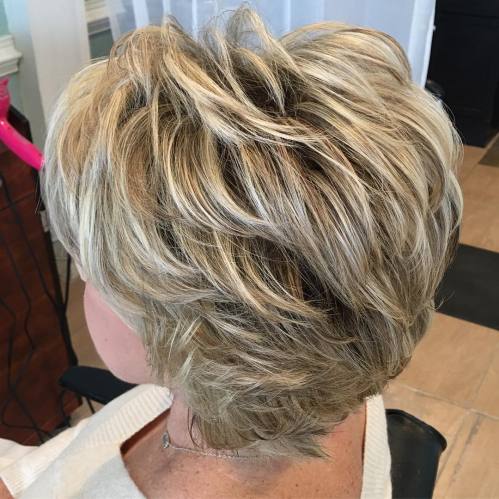 Short To Medium Feathered Hairstyle for Older Women