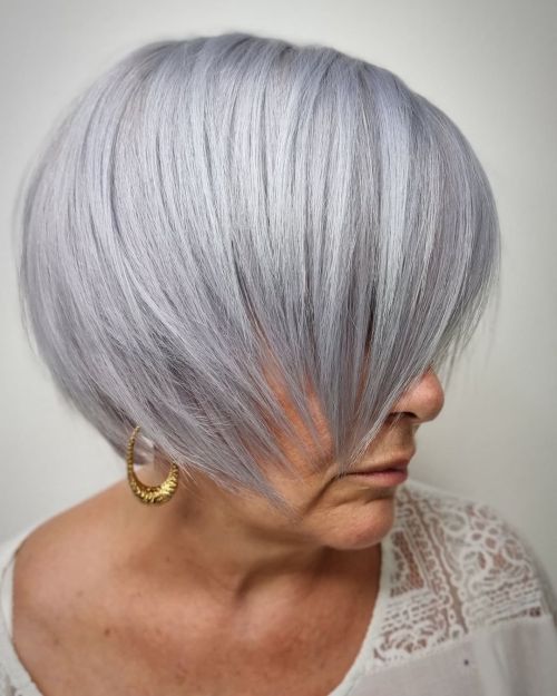 Stylish Platinum Gray Pixie Bob for Older Women