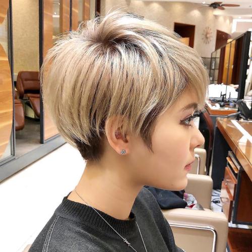 Blonde-and-Brown Undercut Pixie