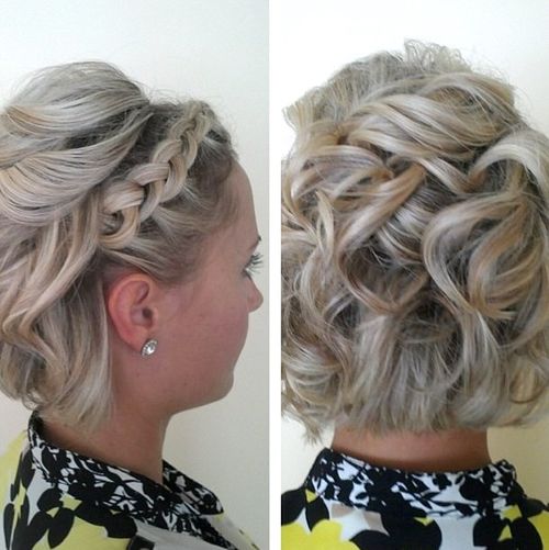 curly bob with a lace braid