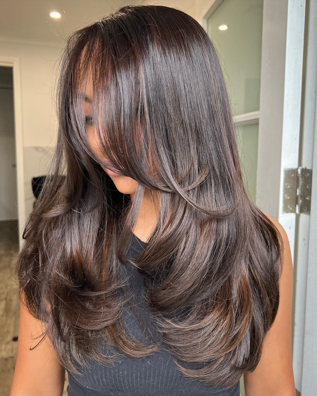 Luscious Brown Hair with Soft Wave on Layers