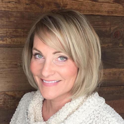 Over 50 Ash Blonde Bob With Side Bangs