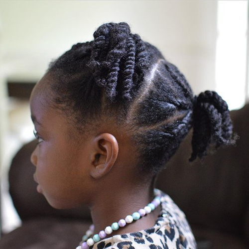twists and ponies girls hairstyle for natural hair