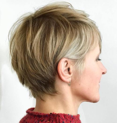 Bronde Feathery Pixie For Fine Hair