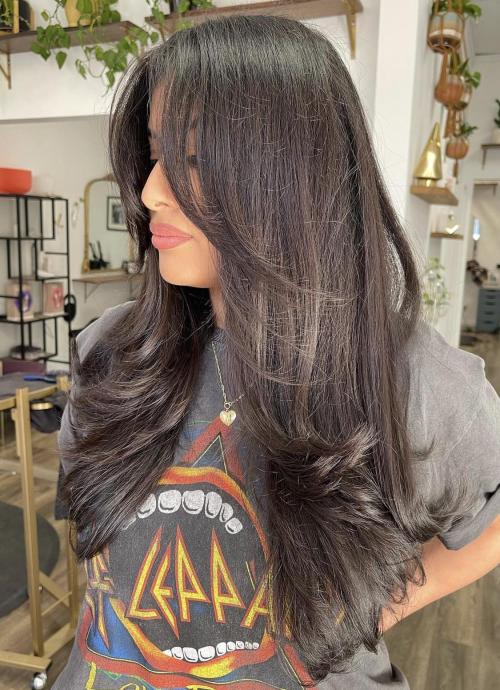 Brunette Hairstyle with Long Blended Layers
