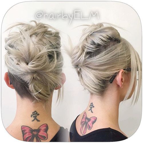 casual messy updo for medium hair