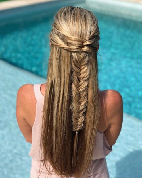 Half Up Fishtail Braid for Party