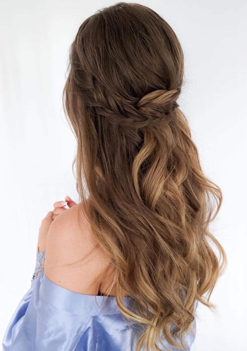 Half Up Twisted Style with Beach Waves